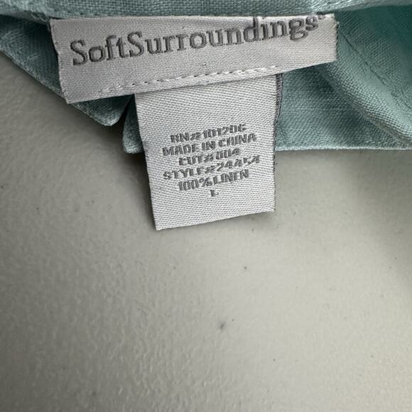 Soft Surroundings Button Up Linen Tunic Womens Large Pin Tuck Long Sleeve - Picture 7 of 12